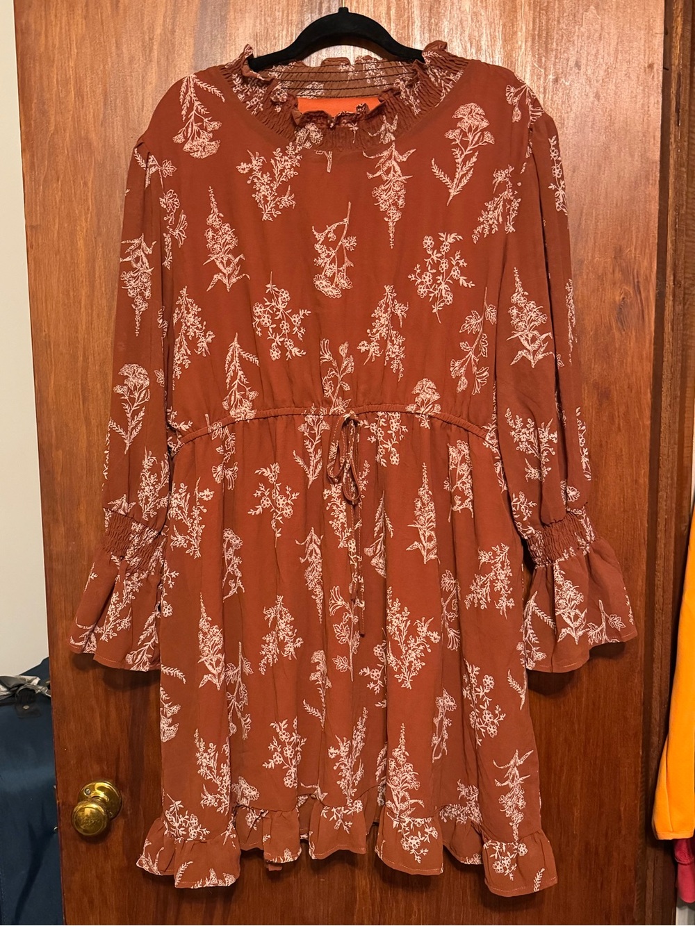 Women’s Plus Size Autumn Cottagecore Floral Boho Ruffle Dress 3XL